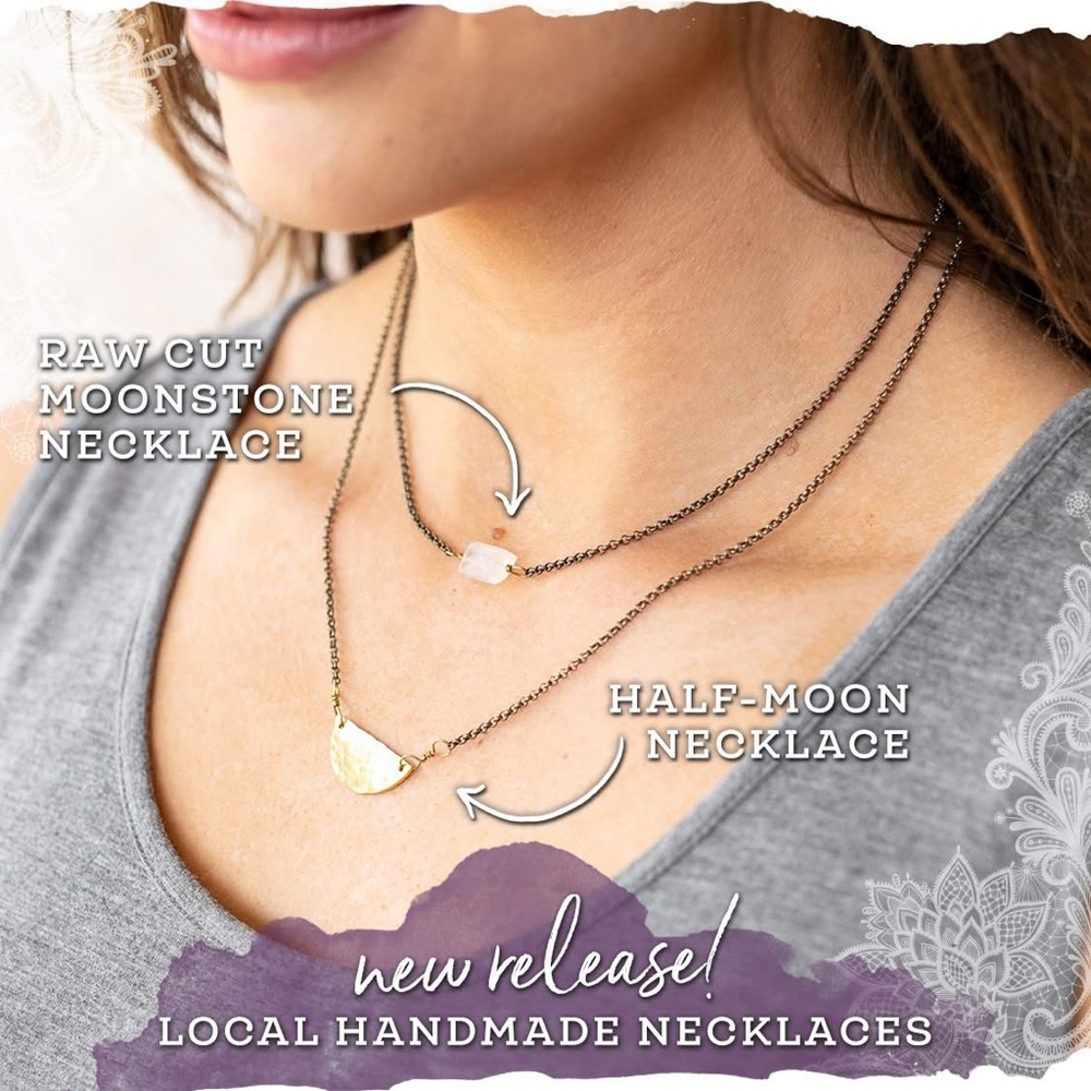 Grace & Lace Handmade Gold Half Moon Necklace